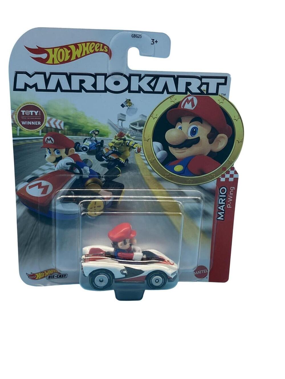 Hot Wheels Mario Kart Mario P-Wing Die-Cast Car Figure White Toy New Sealed